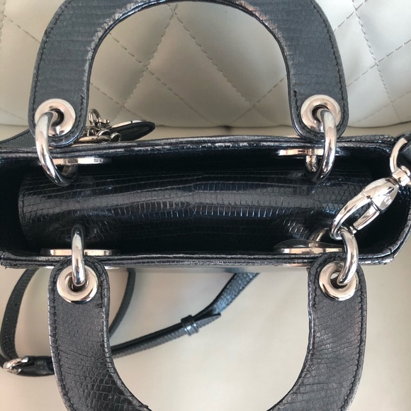 Christian Dior Lady Mini Metalli Black Lizard Skin - Picture 8 of 12
